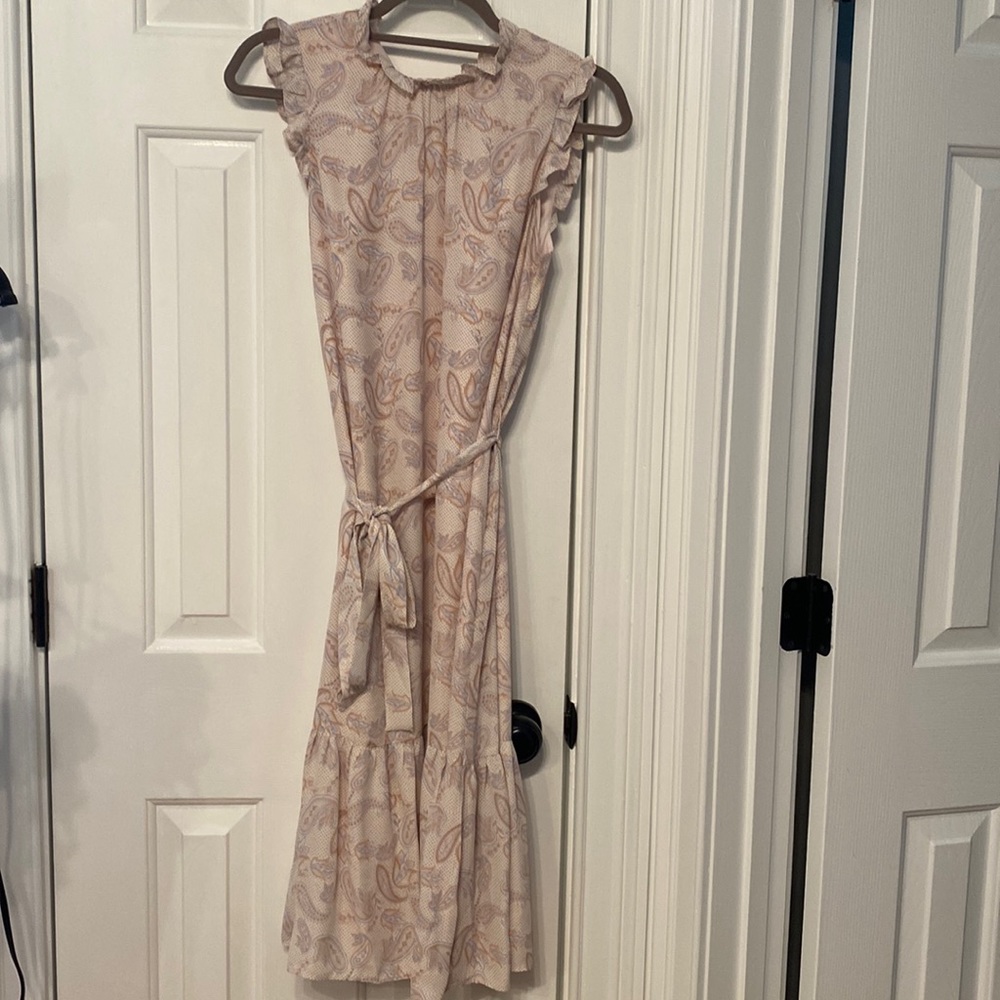Pink and blue paisley pattern dress